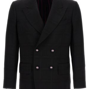 Check double-breasted blazer