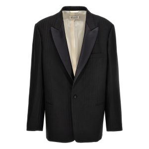 Striped single breast blazer jacket