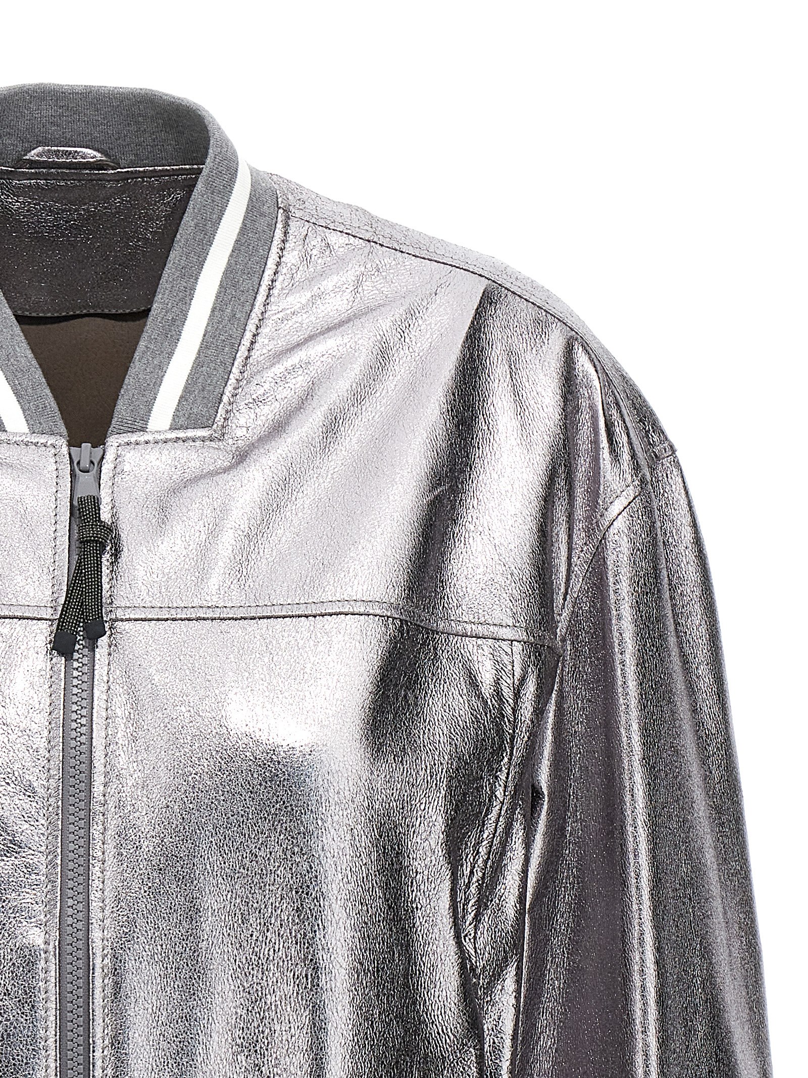 Laminated leather bomber jacket - immagine 3