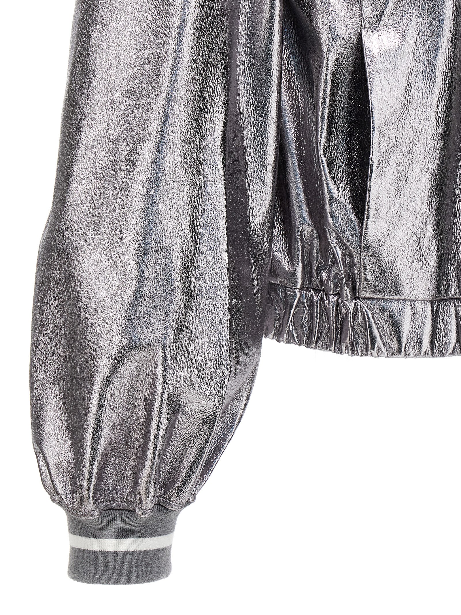 Laminated leather bomber jacket - immagine 4