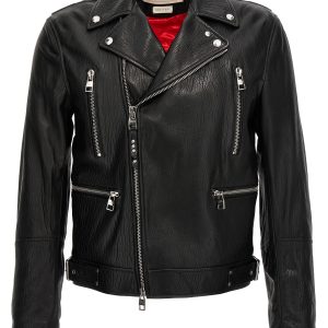 Texture leather jacket