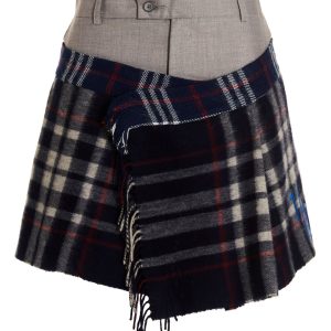 'Check Scarf Reworked' skirt