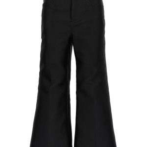 Cropped silk blend pants