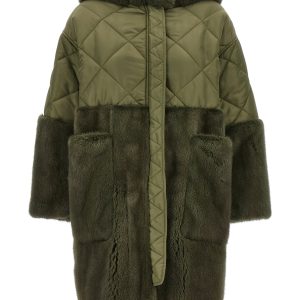 'Nylon Diamond-Visone' long down jacket