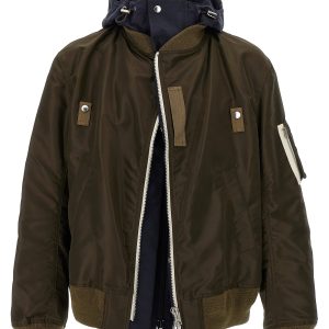 Hooded nylon bomber jacket