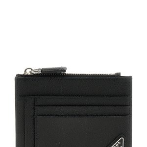 Saffiano logo card holder
