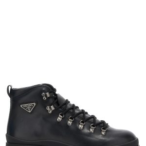 Logo leather ankle boots