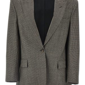 Single-breasted micro houndstooth blazer