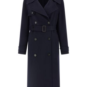 Double-breasted wool trench coat
