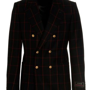 Double-breasted check blazer