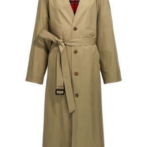 Check lining oversize trench coat