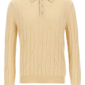 Braided wool polo shirt