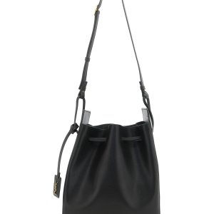 Large leather bucket bag