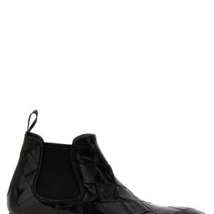 Braided leather ankle boots