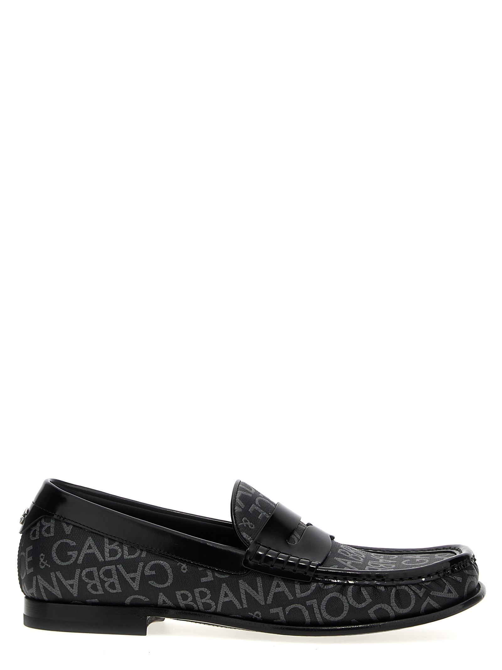 Logo jacquard fabric loafers