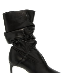 Rhinestone nappa ankle boots