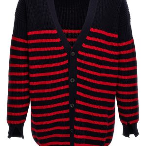 Destroyed effect striped cardigan