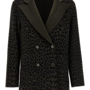 Animal print double-breasted blazer
