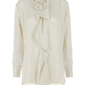 Polka dot shirt flower brooch