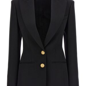 Logo button double-breasted blazer