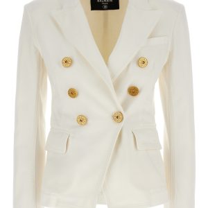 Double-breasted denim blazer