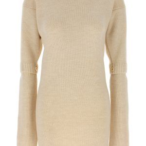 Knitted dress with removable sleeves