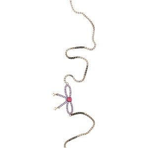 Bow crystal long earrings