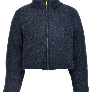 'Herringbone Harris Tweed' reversible down jacket