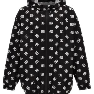 Logo print hooded jacket