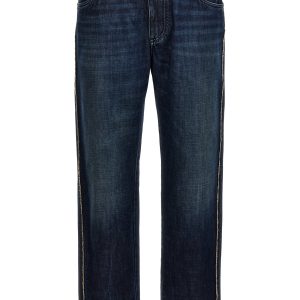 Fringed stitching jeans