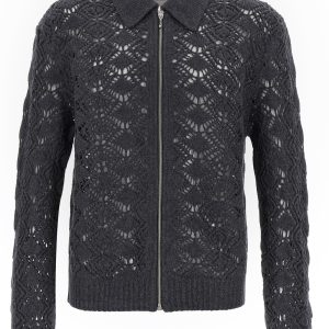 Openwork wool cardigan