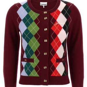 'Burgundy Check' cardigan