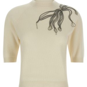 'Shiny Flower Embroidery' sweater