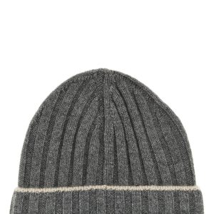 Contrast line beanie