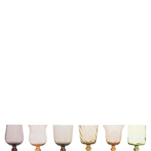 Set 6 Calici Assorted Shapes - Amber/Pink Texture Nuance