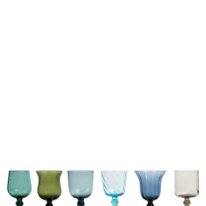 Set 6 Assorted Shapes Calici - Texture Nuance Blue/Green