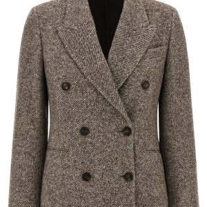 Double-breasted silk blend blazer