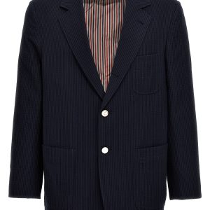 Single-breasted seersucker blazer