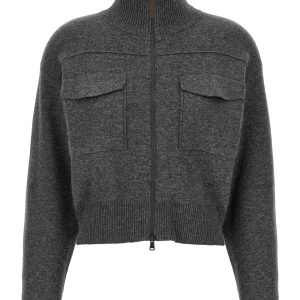'Shiny Zipper Pull' Wool cardigan