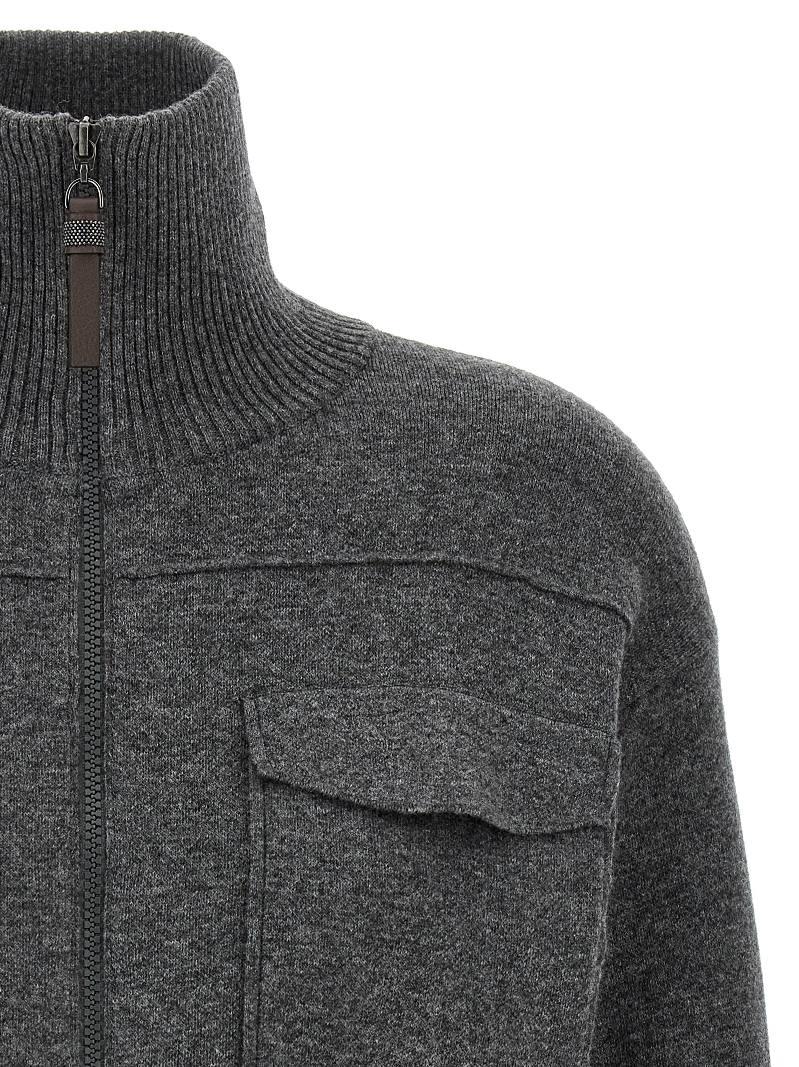 'Shiny Zipper Pull' Wool cardigan - immagine 3