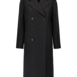 Satin insert double-breasted coat