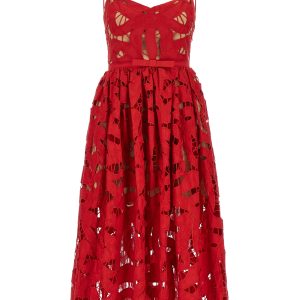 'Red Bow Embroidered Midi' dress