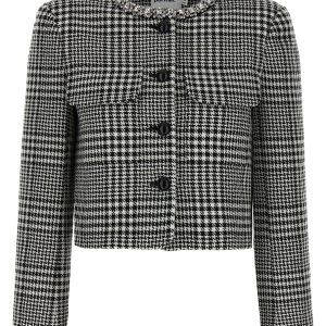 'Houndstooth Crystal Trim' blazer