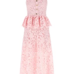 'Pink Lace Peplum Midi' dress