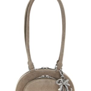 'Suede mini with charm' shoulder bag