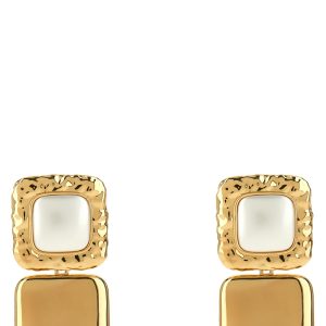 'Mottled Gold Pearl Tiered' earrings