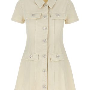 'Cream Collared Denim Mini' dress