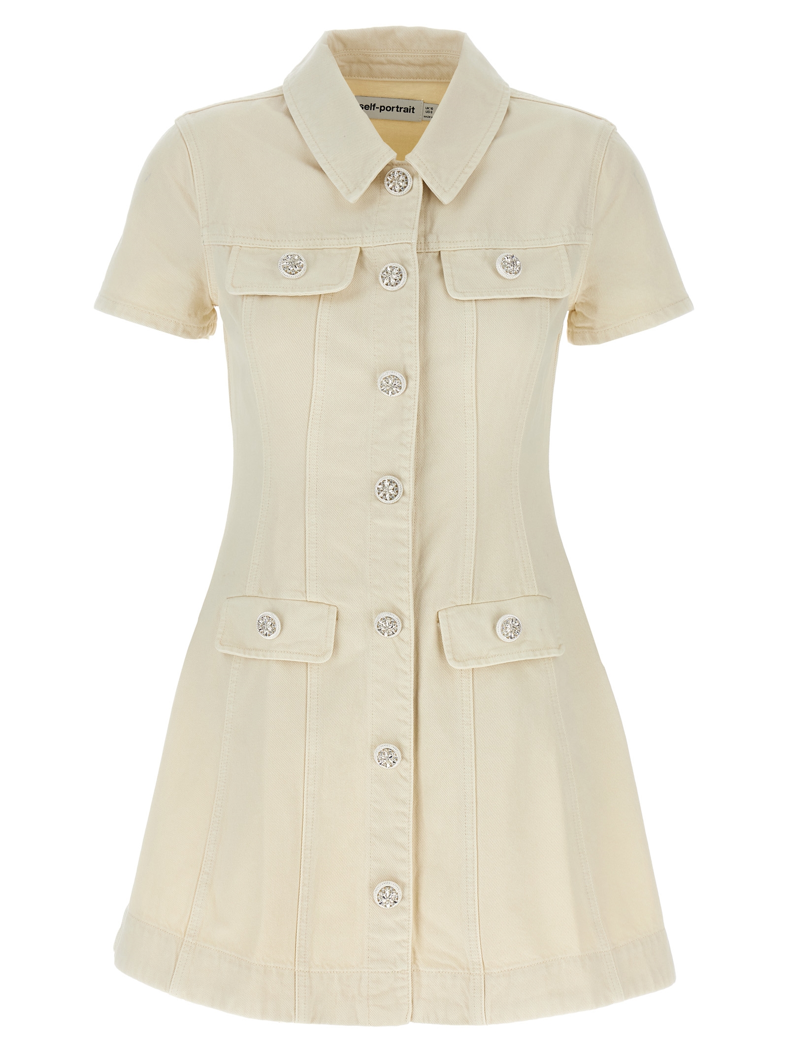 'Cream Collared Denim Mini' dress