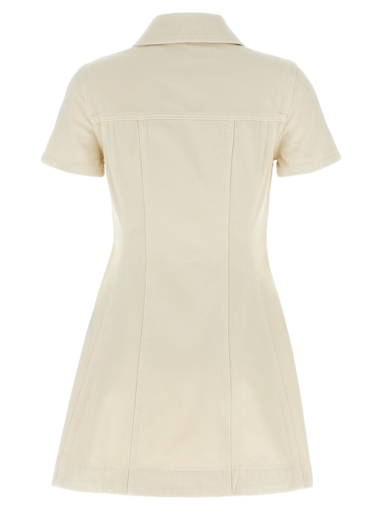 'Cream Collared Denim Mini' dress - immagine 2