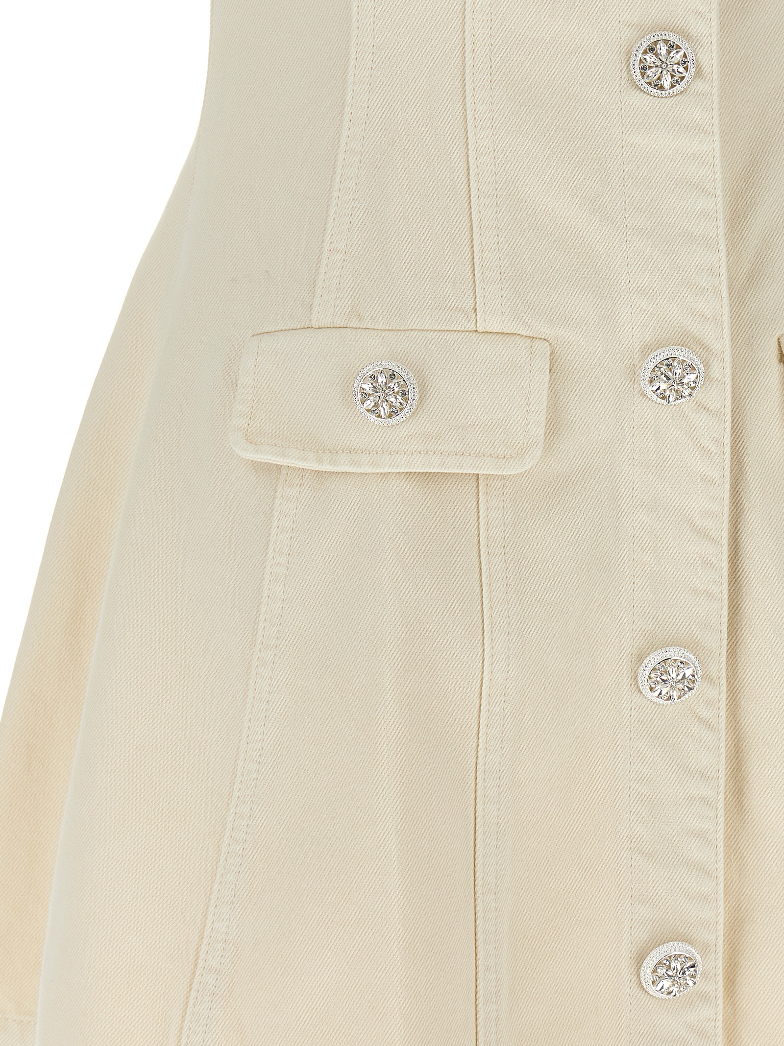 'Cream Collared Denim Mini' dress - immagine 4